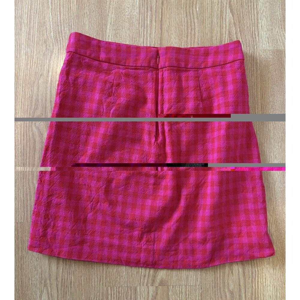 J Crew Pink Gingham Flap Front Pocket Mini Skirt Size 4 - Picture 2 of 5